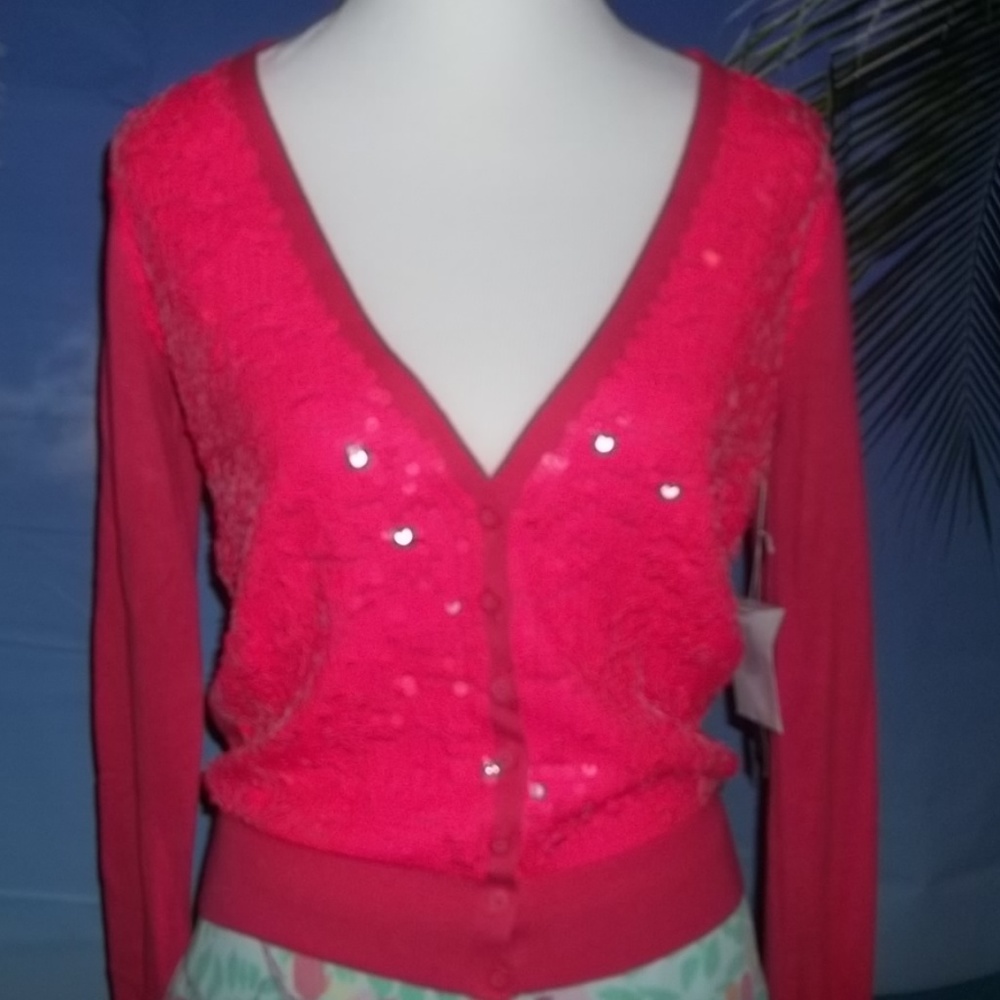 Moda Int'l V-Neck Sequin Womens' Cardigan-XS,NWT